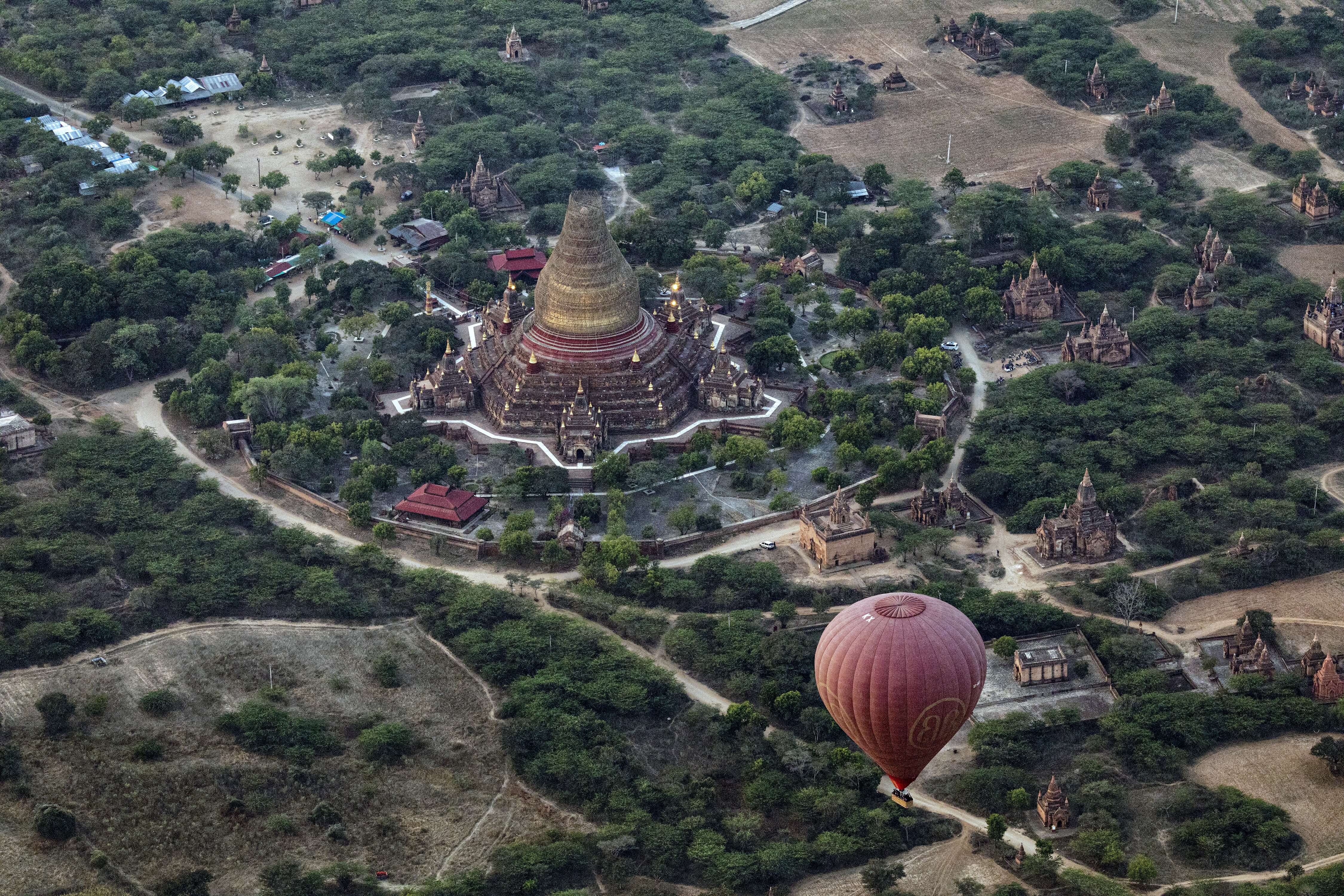Floating over the temples in Bagan